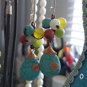 Turquoise and Agate Earrings